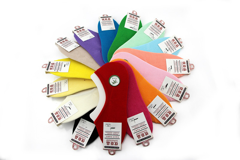 Free shipping ultra-thin candy color women's invisible socks