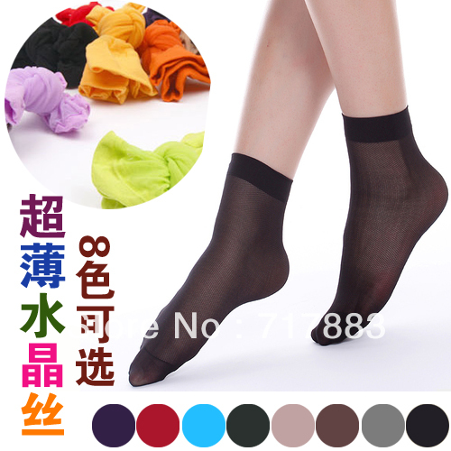 Free shipping ultra-thin silk short stockings women's short stockings/candy color transparent stockings,20pair/lot