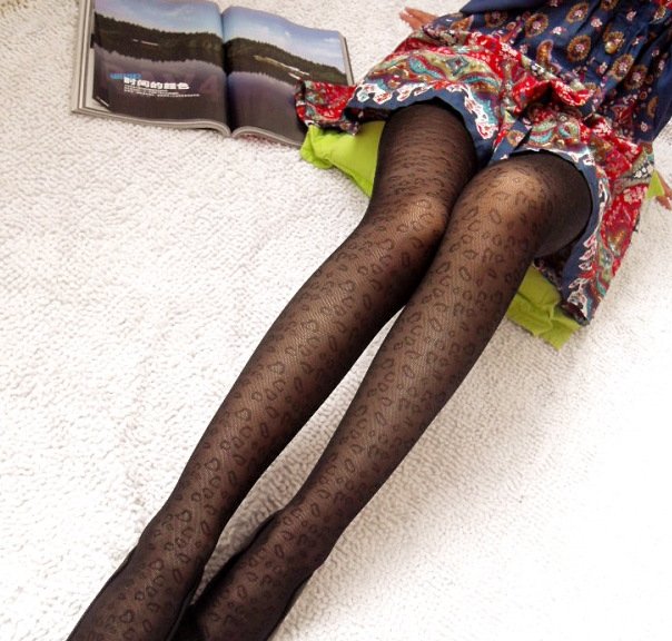 free shipping Ultra-thin transparent stockings jacquard stovepipe pantyhose female leopard print legging 1106-h