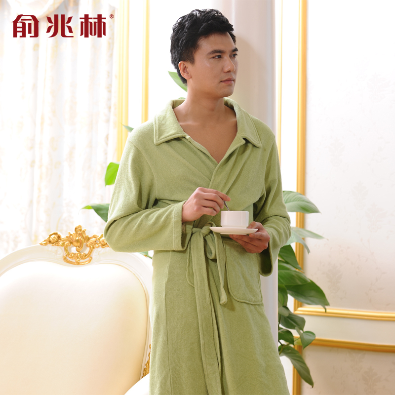 Free shipping Underwear fashion solid color suit loose long design male bathrobe sleepwear robe 2012