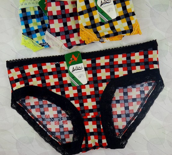 Free shipping Underwear for women Sexy Fashion Cotton Plaid panty Underpants Panties
