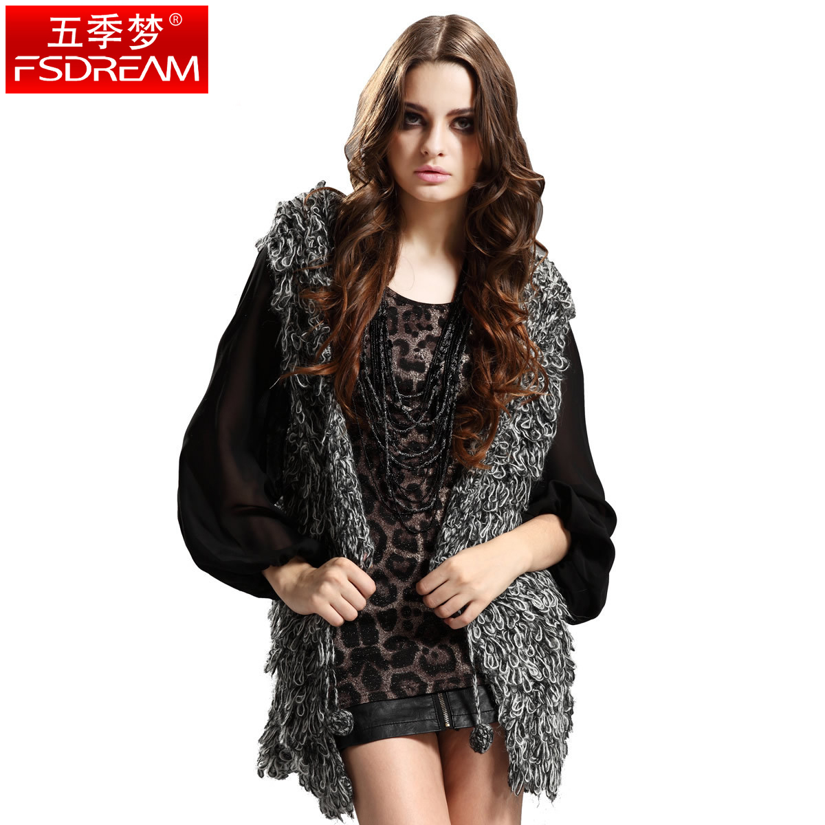 Free shipping Unique fashion solid color separate cutout medium-long sweater cardigan vest outerwear w1201