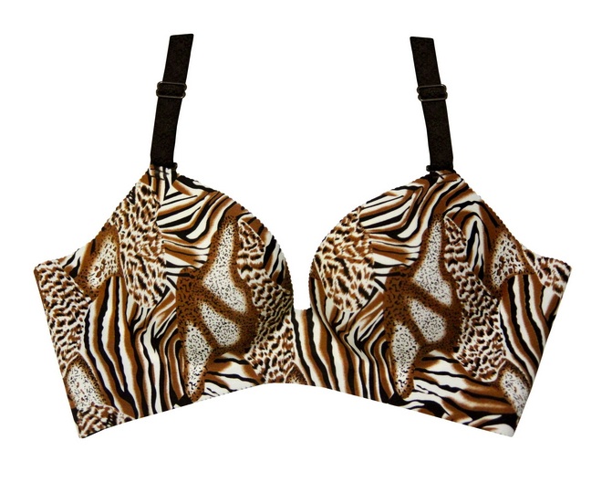 Free shipping USD7.99/PCS Leopard tiger print one-piece design seamless underwear BRA 3/4cup [Deareasy factory store]