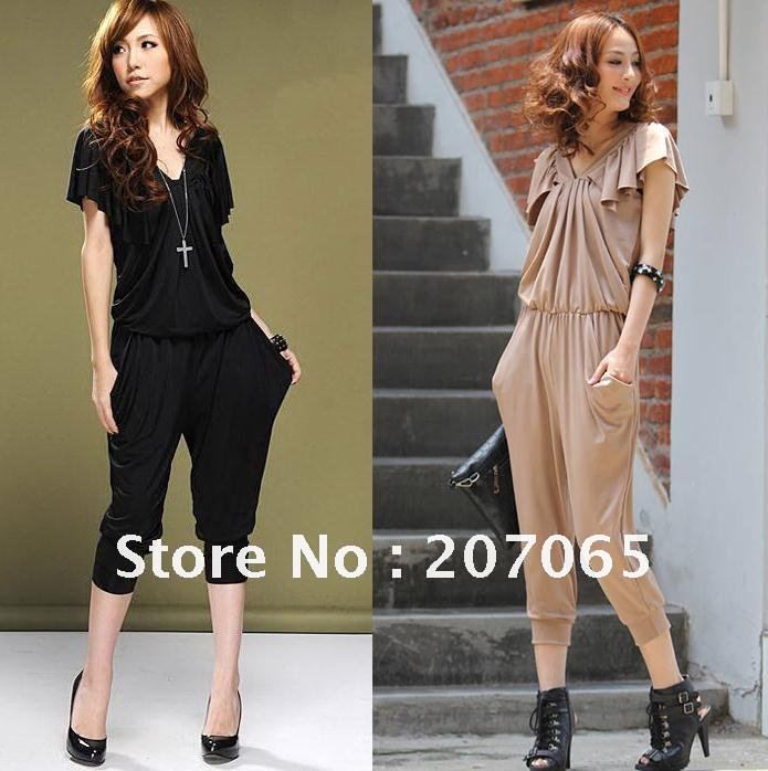 Free shipping  V-neck harem jumpsuit ,Women's jumpsuit overall Harem pants v-neck   4 colour