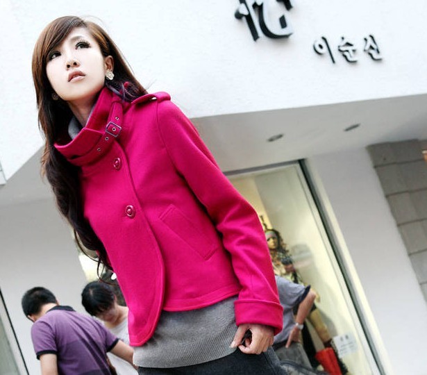 Free Shipping V1028 2013 women's ol elegant vintage stand collar woolen outerwear