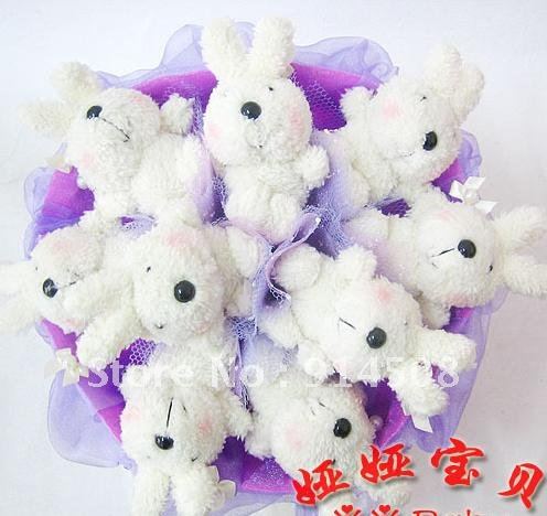 Free shipping Valentine's Day gift artificial bouquet 9 South Korean bear cartoon bouquet dried flowers Christmas gift X642