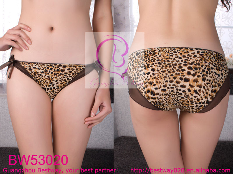 Free shipping Very wild sexy bikini printing leopard string bikini with two sides bows