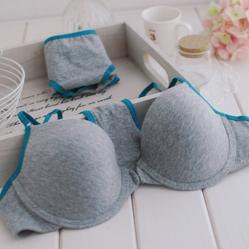 free shipping Vest design underwear set comfortable 100% cotton thin cup front button thin cup bra set 6