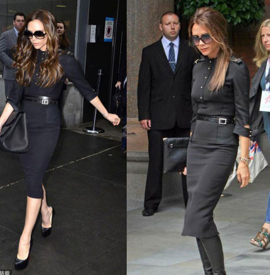 FREE shipping VICTORIA BECKHAM 2012 FW military belted dress,H01