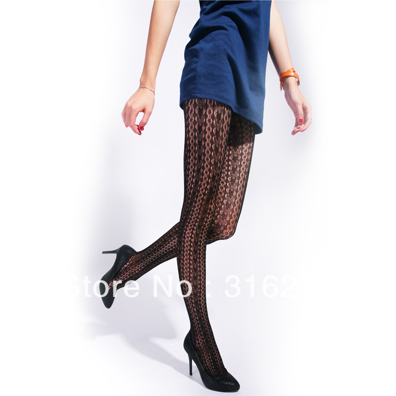 Free shipping  vintage female  pantyhose thin stripet fishnet stockings diamond printed socks