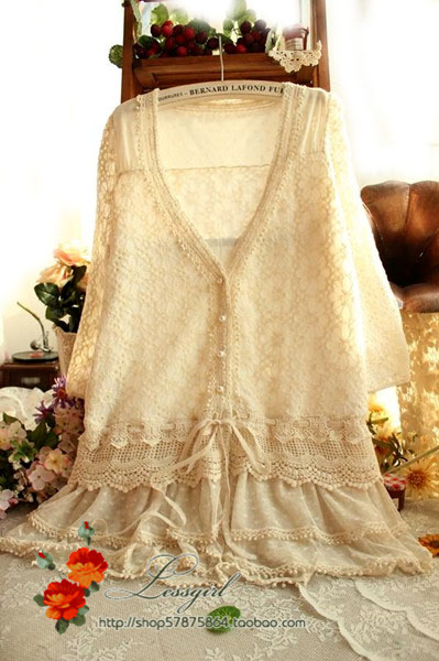 Free shipping Vintage spring lace vintage all-match sweet princess fairy vintage cardigan outerwear