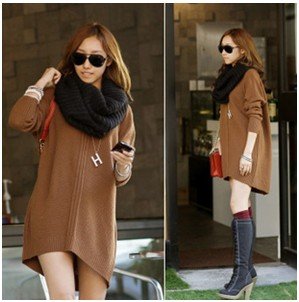 Free Shipping!!! Vogue Casual Zipper Embellished Round Collar Loose Long Sweater