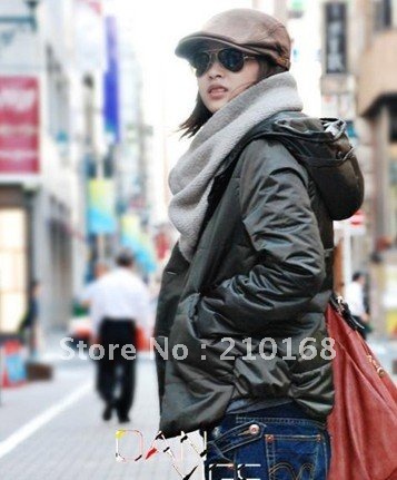 Free   Shipping  Vogue Pattern Hooded Coat Army Green  ZX12091406-1