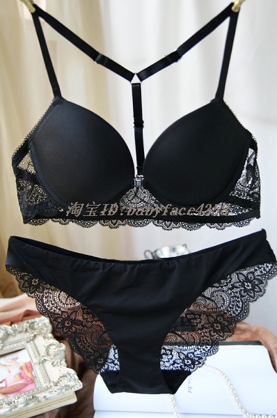 Free Shipping Vs victoria front button lace underwear sexy adjustable cup bra push up bra set