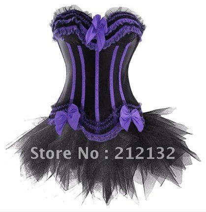 Free Shipping W3301-12 Burlesque Corset with Mini Skirt
