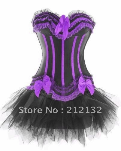 Free Shipping W3301-13Burlesque Corset with Mini Skirt