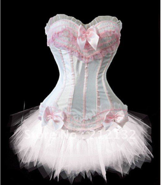 Free Shipping W3301-1Sexy Corset with Mini Skirt