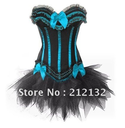 Free Shipping W3301-2 Burlesque Corset with Mini Skirt