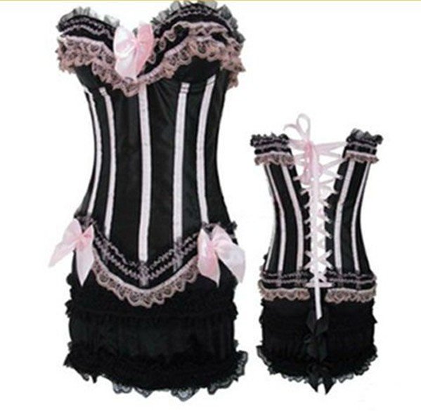Free Shipping W3301-3-1 Burlesque Corset with Mini Skirt
