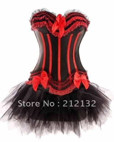 Free Shipping W3301-8-3 Burlesque Corset with Mini Skirt