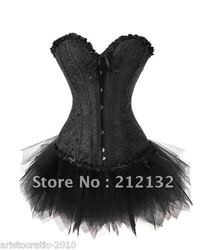 Free Shipping W3302-3-1  Burlesque Corset with Mini Skirt