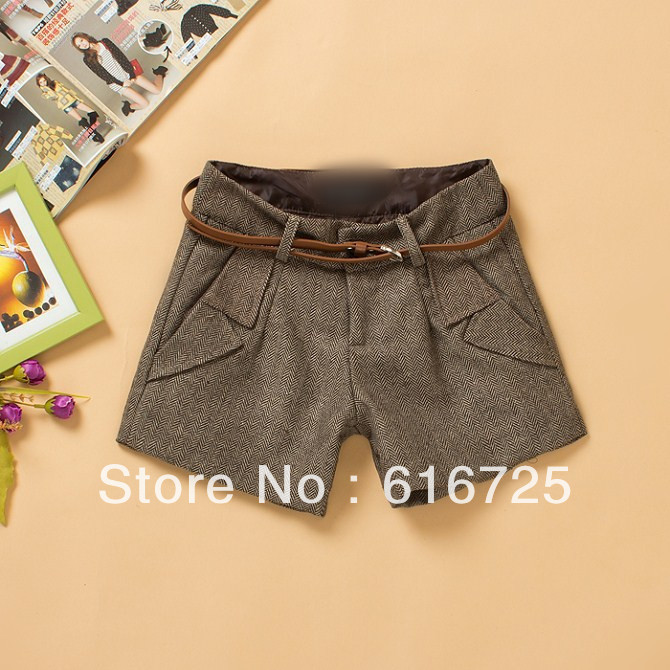 Free shipping Was thin Houndstooth fashion short+Gift belt