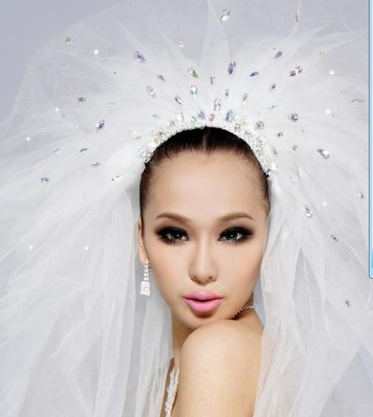 Free shipping Wedding accessories bride ultra long veil diamond long design multi-layer luxury beautiful 3 meters