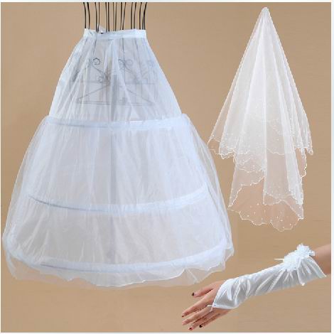 Free Shipping! Wedding accessories bundle gloves veil pannier piece set combination