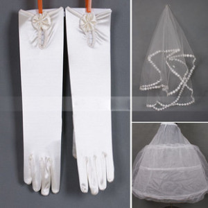 Free Shipping! Wedding accessories the bride wedding gloves pannier veil piece set