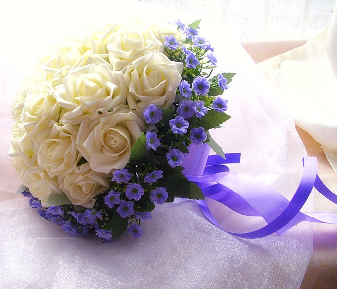 free shipping wedding bouquet,artificial handmade rose flower;2012 hot sale;bridal bouquet,ivory color