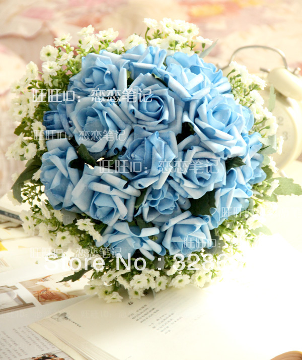 Free Shipping Wedding Bouquet Orange Rose Bridal Hand Flower/Wedding Throw Bouquet/Photography Props Simulation Flower @@jo98