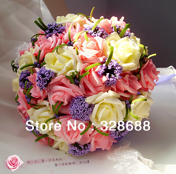 Free Shipping Wedding Bouquet  Rose Bridal Hand Flower/Wedding Throw Bouquet/Photography Props Simulation Flower @@jhoiyh