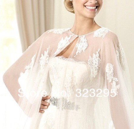 Free Shipping Wedding Dress Chiffon Appliques Floor-Length 2013 Custom Made Wedding Wccessories Bridal Shawl Wrap Bolero Jacket