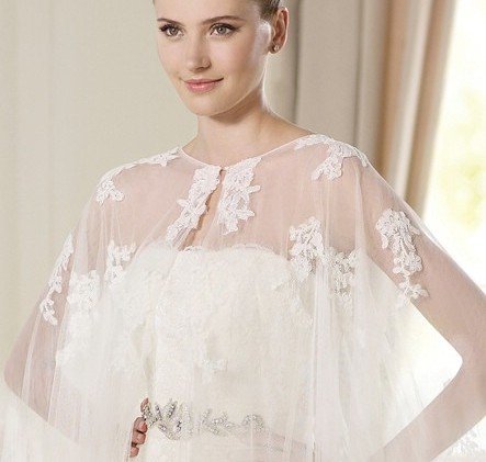 Free Shipping Wedding dress Lace Floor-Length 2012 Custom Made wedding accessories Long bridal shawl Wrap Bolero Jacket