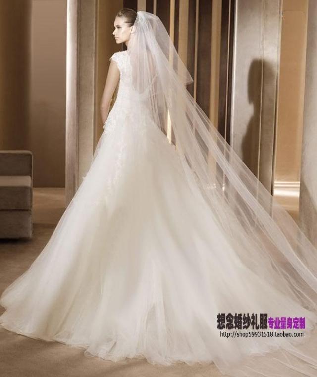 free shipping Wedding dress professional wedding dress brief elegant ultra long veil 3 meters veil