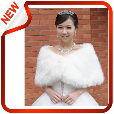 Free Shipping Wedding wrap white big pearl fur shawl bride cape mp01