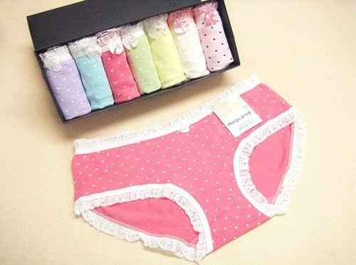free shipping weekly underwear women sexy panties for women sexy dot lingerier cotton lace underwear briefs mixed color 7pcs/lot