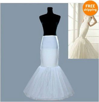 Free Shipping! White 1-Hoop Fishtail Mermaid Petticoat/Crinoline For Wedding Dress Bridal Gown Prom Dress Wholesale/Retail
