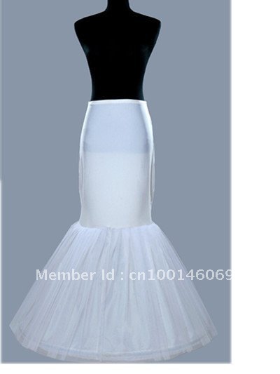 Free Shipping White 1-Hoop Wedding Fishtail Petticoat Crinoline Slip Bridal Petticoat