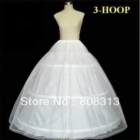 Free shipping  White 3 Hoop Wedding Dress Petticoat Underskirt