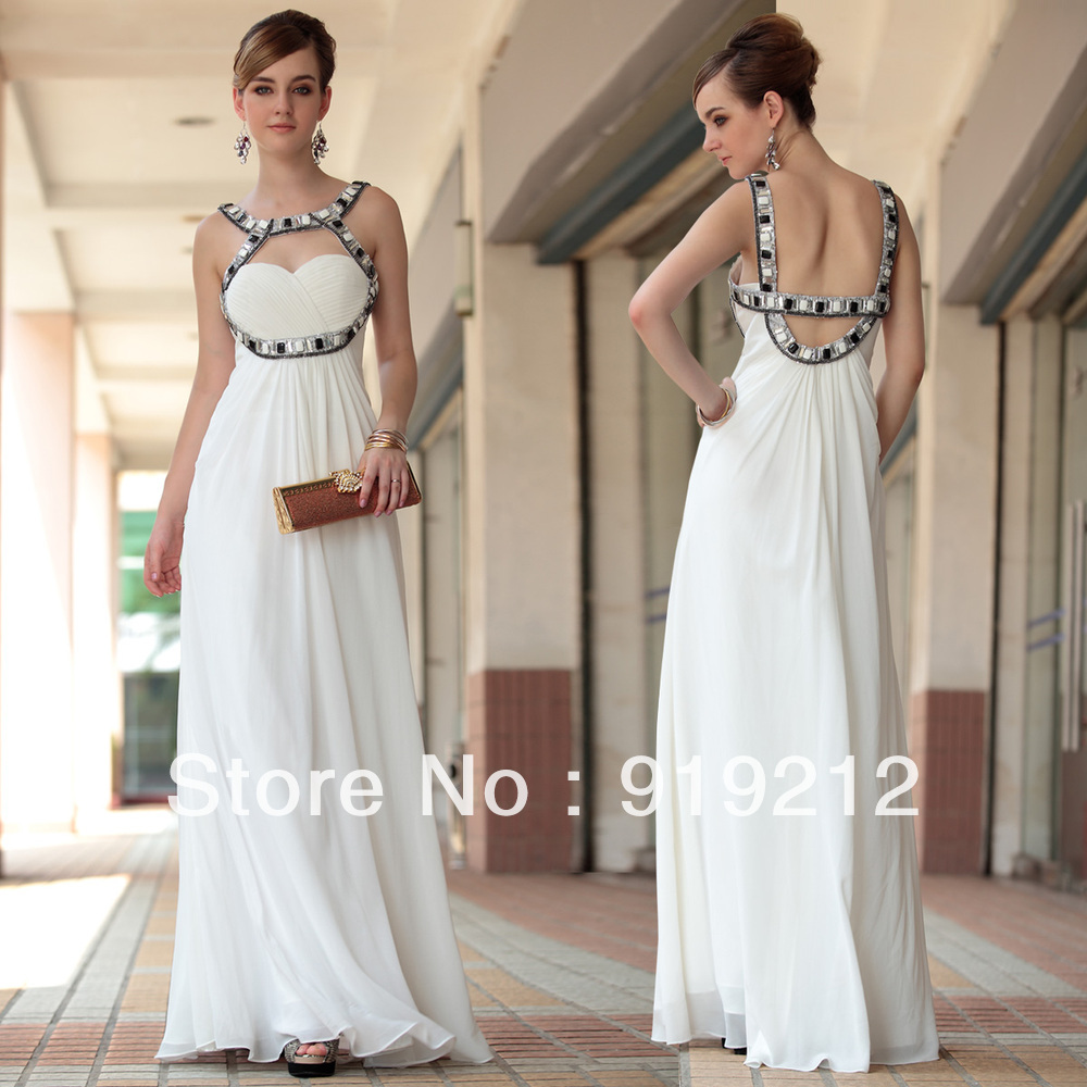 Free Shipping White Color New Design Celebrity Dress