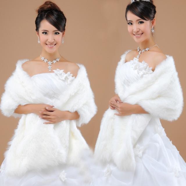 Free Shipping white faux fur wedding coat/jacket bridal wraps capes  wedding gown capes