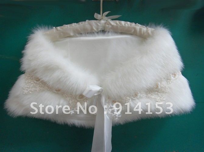 Free Shipping White Faux Fur Winter Bridal  Wraps Shrugs Jacket