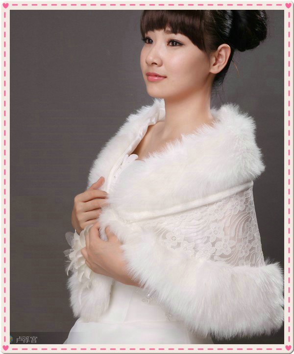 free shipping white Free postage Ladies plus size thick bride fur shawl white double faced wool wedding wrap married thermal