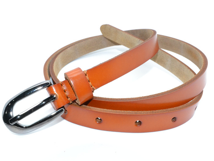 Free shipping White genuine leather thin belt female fashion candy color tieclasps casual all-match decoration small strap