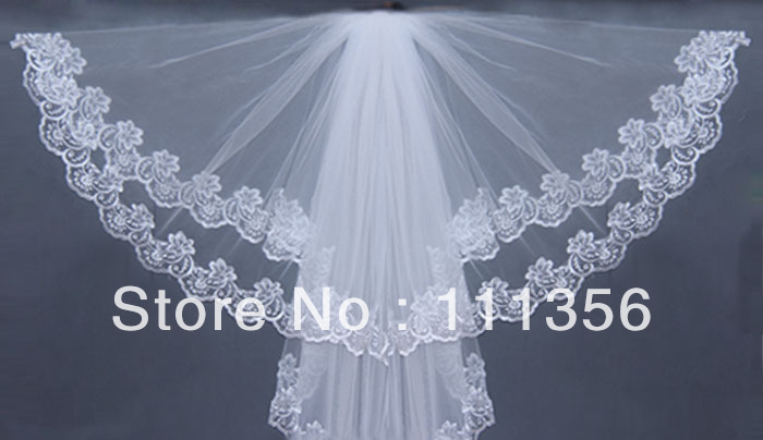 Free shipping white/ivory bride wedding dress lace decoration veil