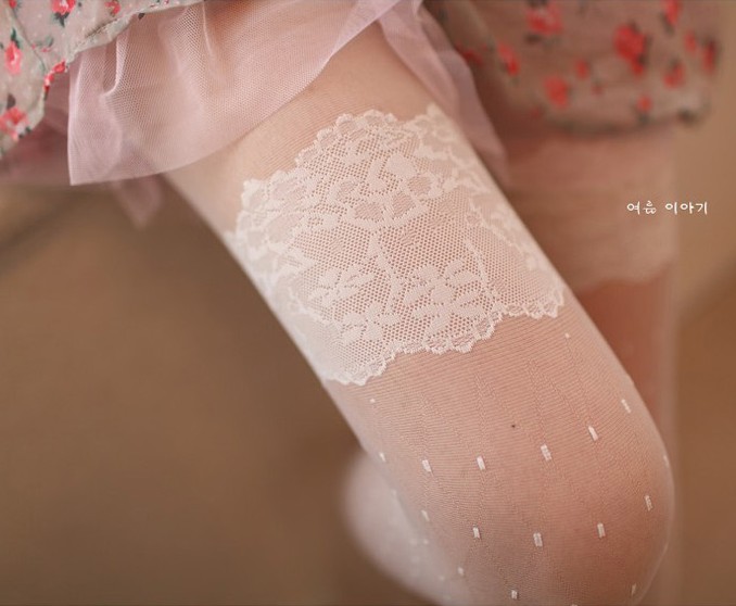 free shipping White lace decorative  dot jacquard stockings  lace  pantyhose