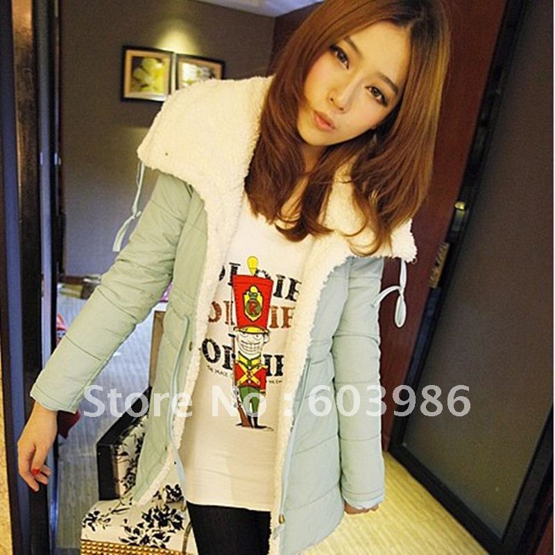 Free shipping white new wool brought big cotton-padded jacket lapel warm coat