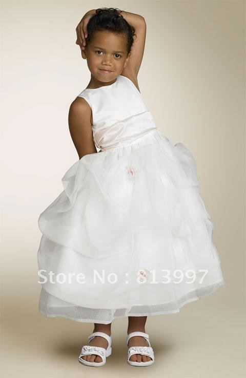 Free shipping white Off the shoulder princess Taffeta Flower gilr dress wholesale/retail