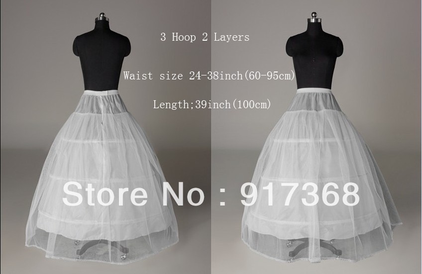 Free Shipping White Or Black 3-HOOP 2 Layers Bridal Petticoat/Crinolines Wedding Accessories